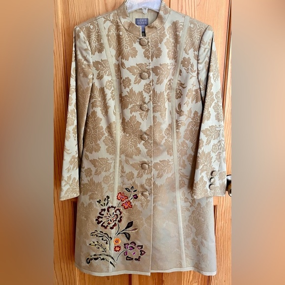 Sigrid Olsen Elegant Embroidered Cream and Gold Brocade Jacket Size 10 Buttons - Picture 12 of 17